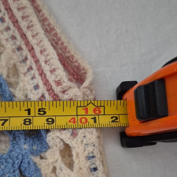 Floral Crochet Vest - Cream, Blue, Pink - Picture 4 of 5